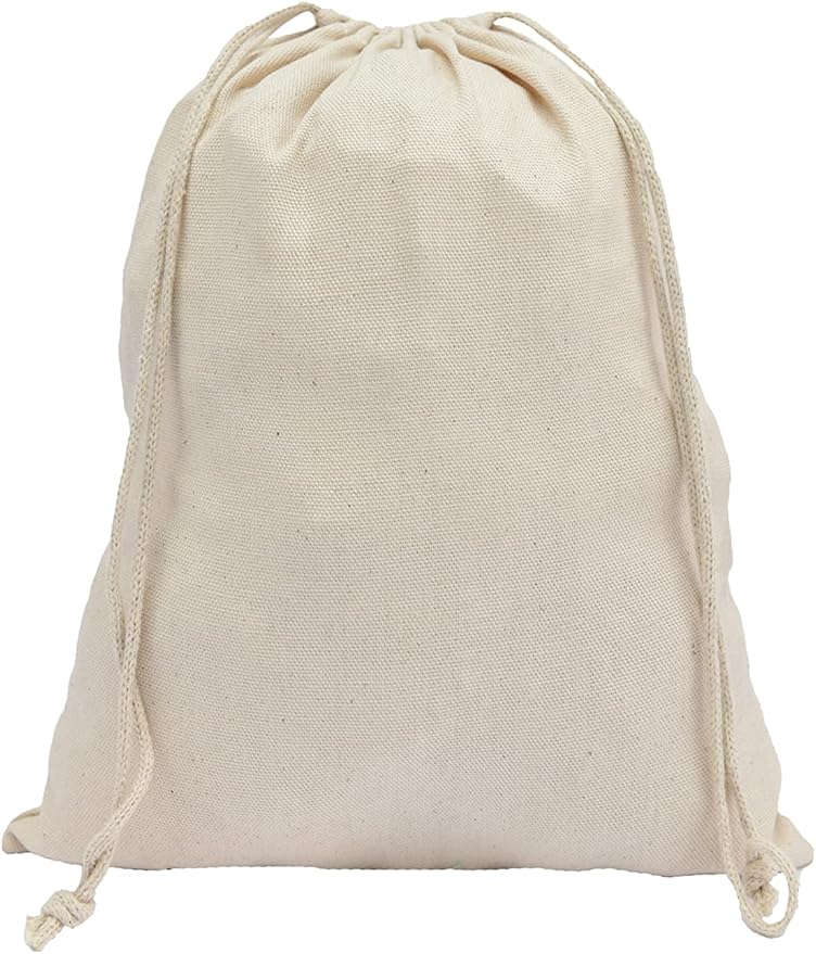10x12 inches Natural Cotton Double Drawstring Reusable Produce Muslin Bags – Multipurpose Drawstring Storage Pouch for Everyday Use (Pack Of 100)