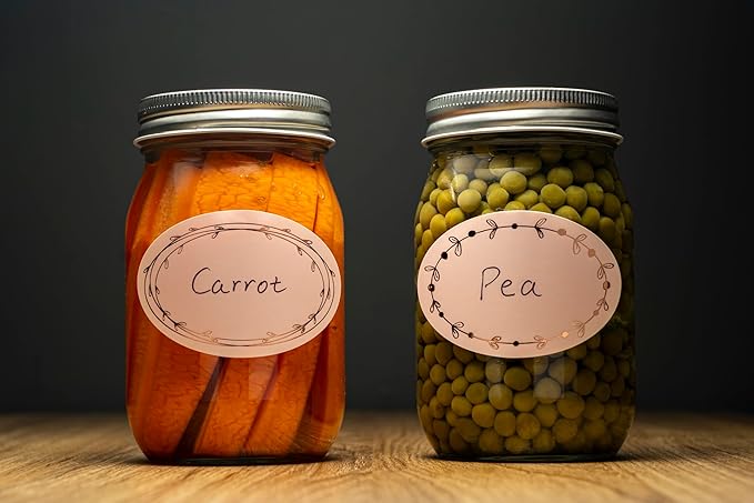 MONEST Waterproof & Oil Resistant Jar & Lid Stickers - Pantry/Canning, Spice & Bottle Labels (Rose Gold Flower 2x3)