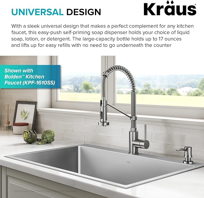 KRAUS Kitchen Soap and Lotion Dispenser in Stainless Steel, KSD-54SS