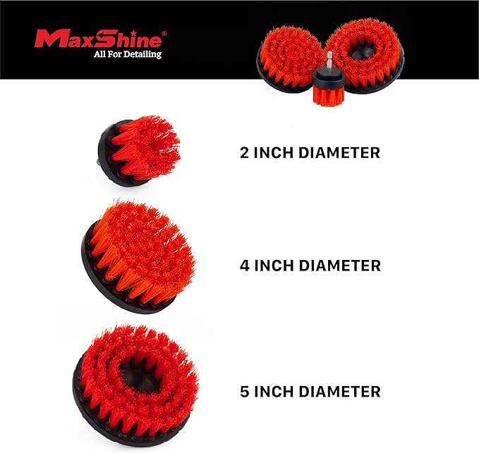 Maxshine Universal M8 Medium-Duty Drill Brush for Upholstery & Carpet (4”) | Scrubber Attachment for Car Detailing, Leather, Fabric & Home Cleaning | Deep-Clean Tool Removes Stains, Grime & Spots