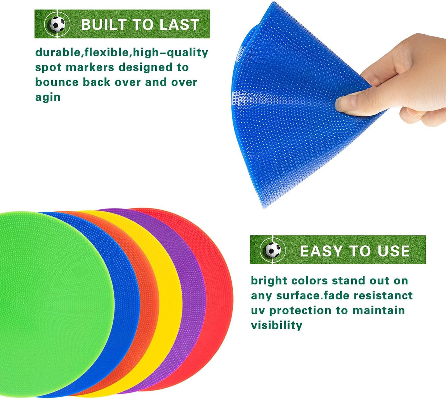 Spot Markers 9 Inch Non Slip Rubber Floor Markers Flat Field Cones Poly Dots for Soccer Basketball Sports Speed Agility Training and Drills