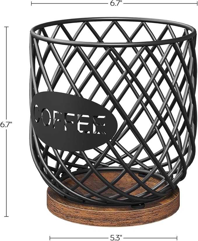 Coffee Pod Holder Organizer, Holder for K Cup, Large Capacity Coffee Pod Basket, Versatile Coffee Capsule Storage Organizer, for Kitchen Countertop, Rustic Brown KH09BR
