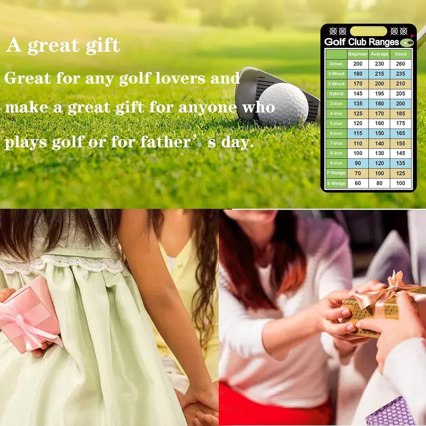 Golf Club Range Chart Card 2 x 3.5 inch Golfers Quick Reference Distance Card Golf Club Range Estimation Cheat Sheet Golfing Guide Card 10 Pcs