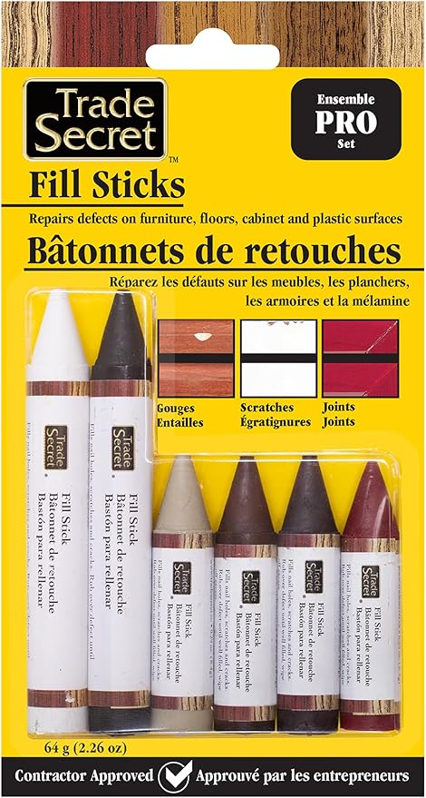 Wood Scratch Repair Fill Stick for Various Surfaces (Set of 6), Great for Touch-Ups and Repairs on Hardwoods Floors, Furniture, Cabinets and Plastic Surfaces.