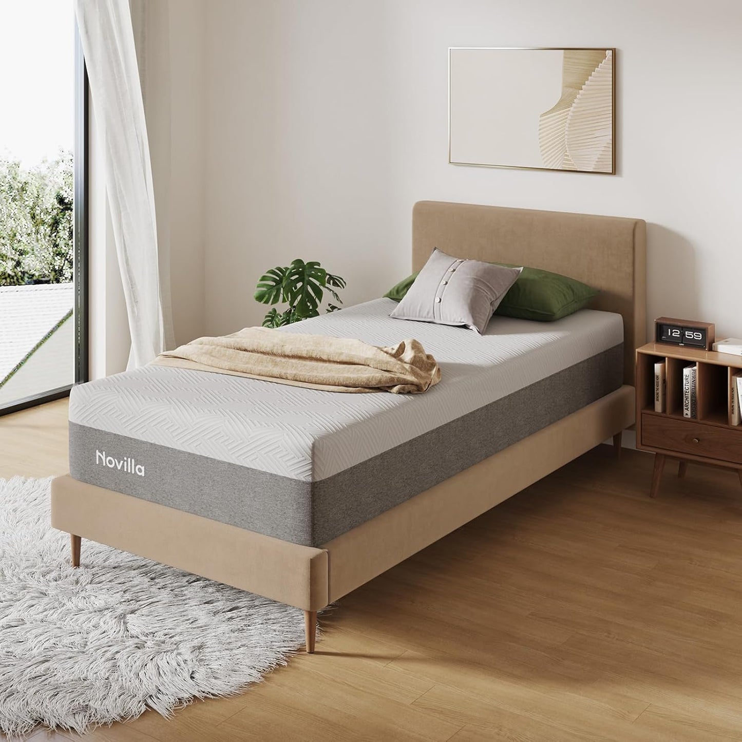 Novilla Twin XL Mattress, 10 Inch Gel Memory Foam XL Twin Mattress for Cool Night & Pressure Relief, Medium Plush Mattresses in a Box, Bliss