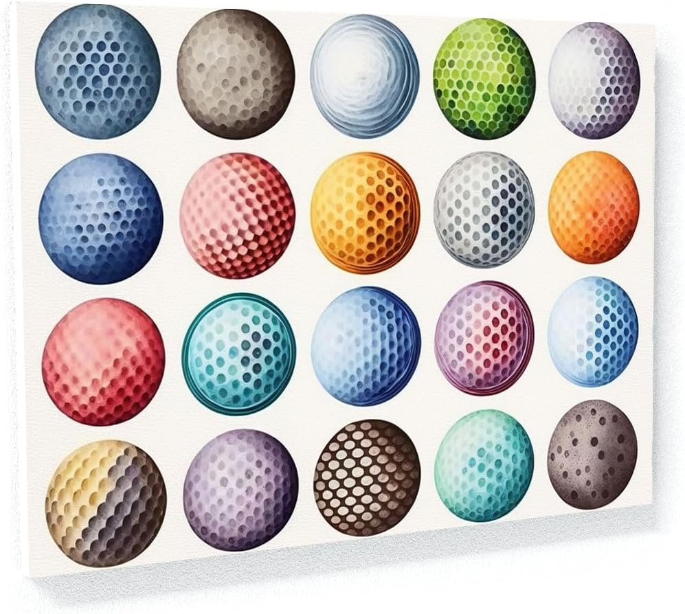 Sense Canvas Golf Ball Watercolor 31 Canvas Art - Home Decor Wall Art Print Poster Painting X-Large 48x36 / 0.75"