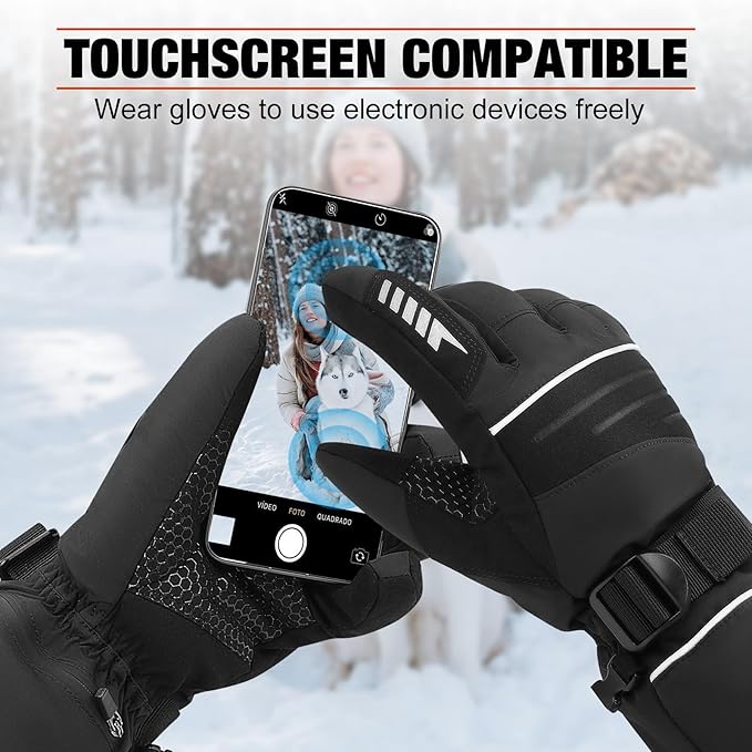 Heated Gloves for Men Women 7.4V 3200mAh Rechargeable Waterproof Electric Heated Gloves for Skiing Snowboarding Camping Hiking