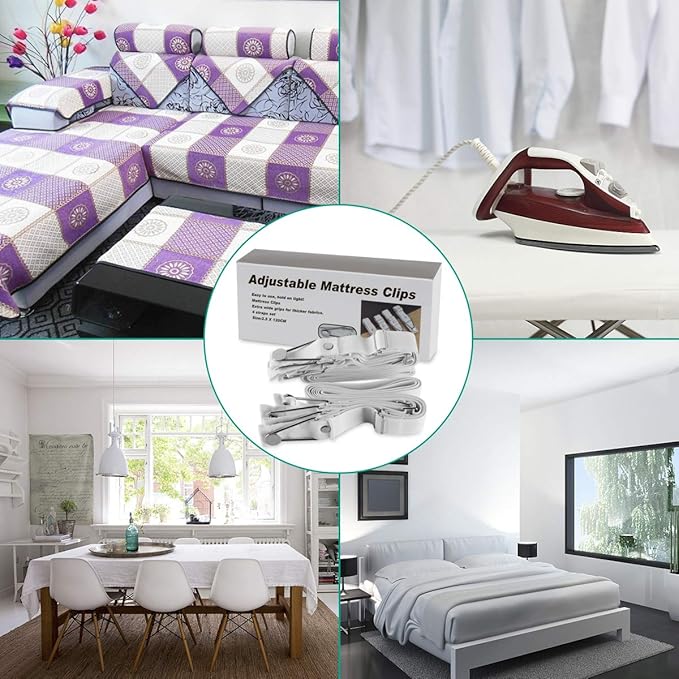 Bed Sheet Holder Straps- Adjustable Fitted Sheet Clips Bed Sheet Fastener Suspenders Elastic Gripper Holder Used for Bed Sheets,Mattress Covers, Sofa Cushion(Set of 4)