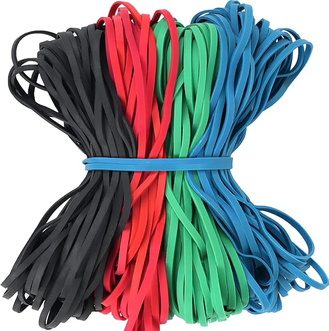 Rubber Bands Garbage Can Bands 140 Pack Trash Can Rubber Bands Fits 8-33 Gallon size #117 Colored Large rubber band Heavy Duty Big Elastic Bands for Office Supplies File Folders Litter Box 7x1/8 inches
