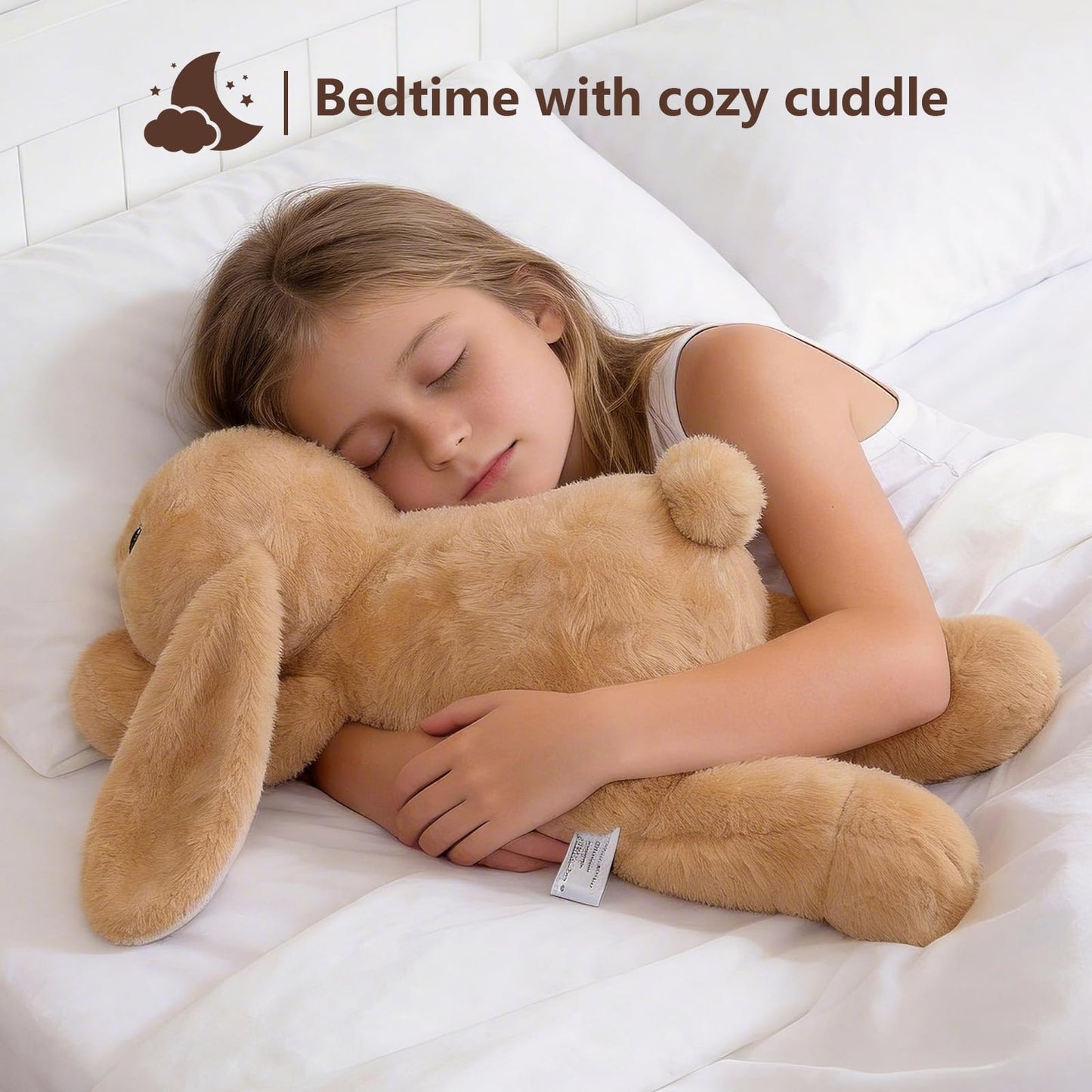 Fuzcomddle Weighted Stuffed Animals for Adults and Kids– 4.2 Lbs Bunny Weighted Stuffed Animal 21", Rabbit Plush Pillow, Birthday Christmas Holiday Easter Gifts for Women Adults & Kids