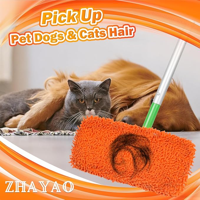 Reusable 100% Coral Fleece Mop Pads Compatible with Swiffer Sweeper Mop, Wet and Dry Flat mop Cover, 3 Pack Washable Mop Pads for Surface/Hardwood Floor Cleaning (Mop is Not Included)