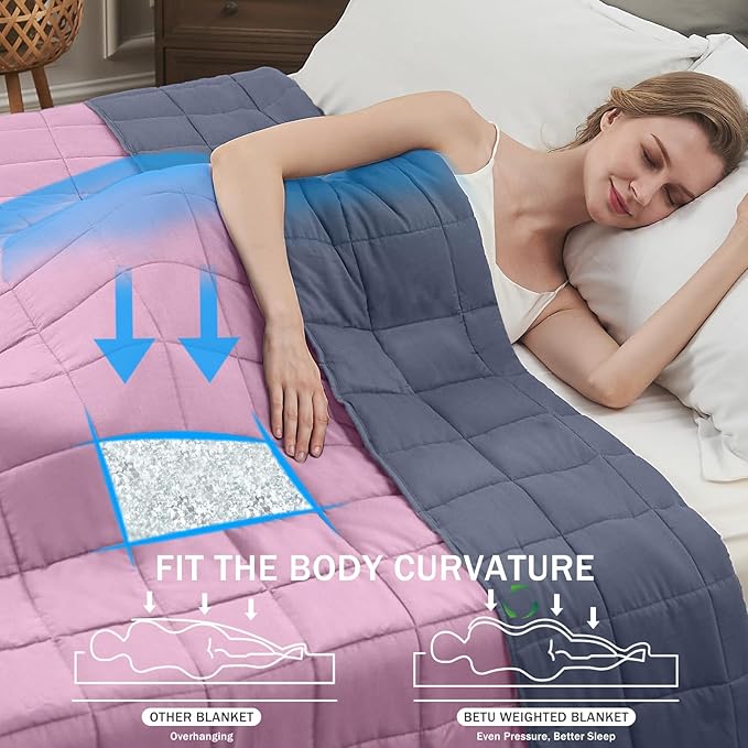 Weighted Blanket for Adults 20lbs, 48"x72", Twin Full Size Cooling Heavy Throw Blanket for 130-220lbs, Microfiber Soft Thick Big Blankets Weighted Comforter Gift for Sleeping, Pink Grey