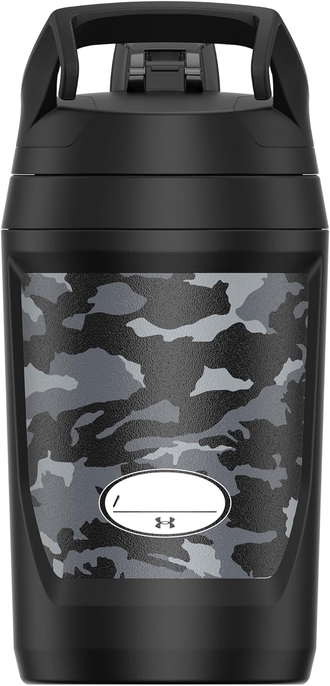 Under Armour 32 oz Insulated Water Bottles - Sports Water Jug with Fence Hook, Leak Resistant for Baseball, Football & More, 32 oz Insulated, Black Woodland