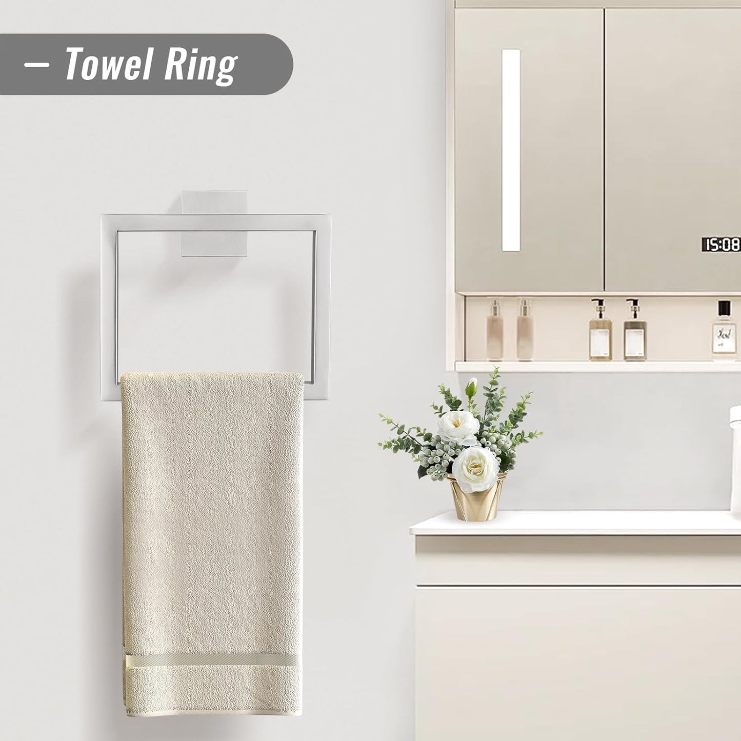 YACVCL Towel Bar Set, 10 Pieces Bathroom Hardware Set Brushed Nickel Bathroom Accessories, SUS304 Stainless Steel Towel Racks Holder Set Wall Mounted 23.6 Inch