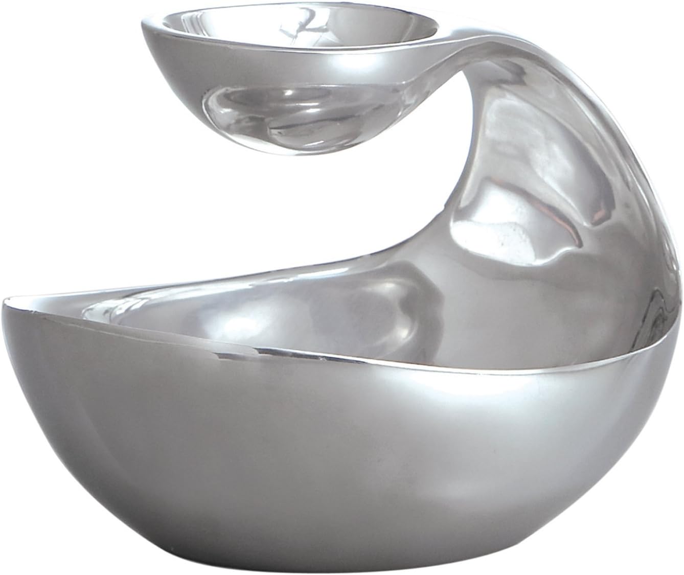 nambe Scoop Server, Mini | Two-Tiered Chip and Dip | Cold & Hot Appetizer Serving Bowl | Made of Metal Alloy | 7” D x 5.5” H | Designed by Wei Young (Silver)