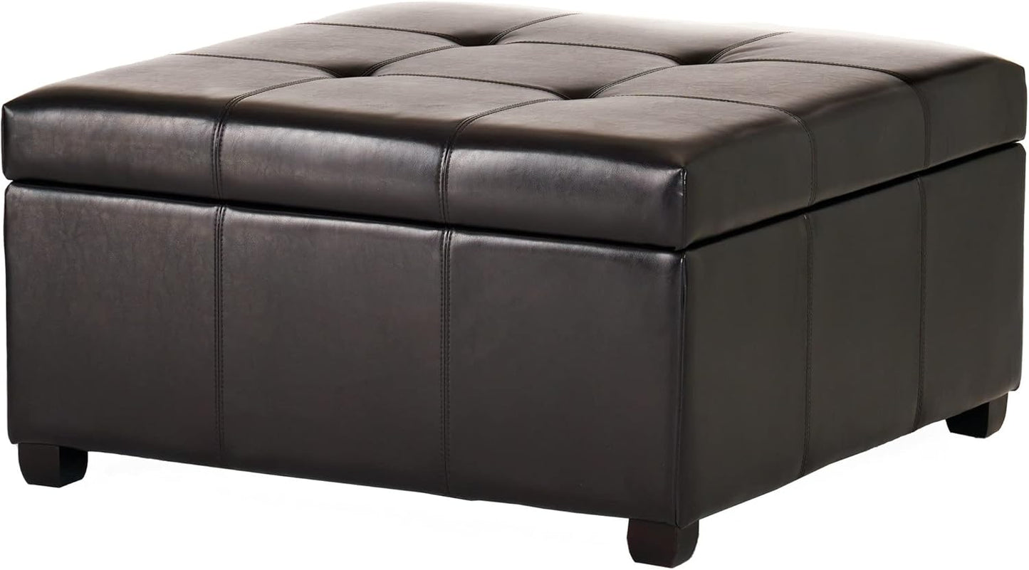 Christopher Knight Home Carlsbad Bonded Leather Storage Ottoman, Espresso