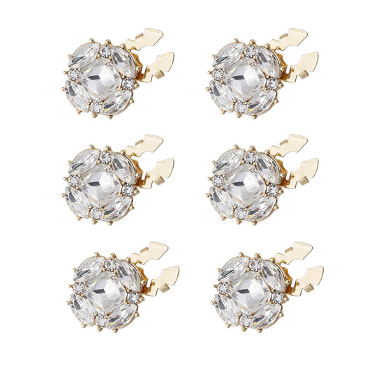 Jerler 6 Pcs 21mm Sliver Rhinestone Button Covers Crystal Embellishments Sew on Clothing DIY, Silver Crystal Detachable Decorative Clips (Silver Button-9, Medium)