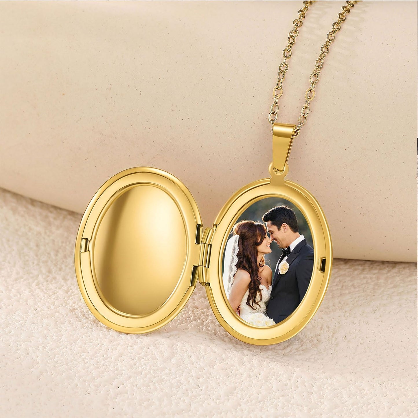 PHOCKSIN Gold Oval Locket Necklace 12 Birth Flowers Personalized Necklace that Holds Pictures Customized Gifts Locket Necklaces for Birthday