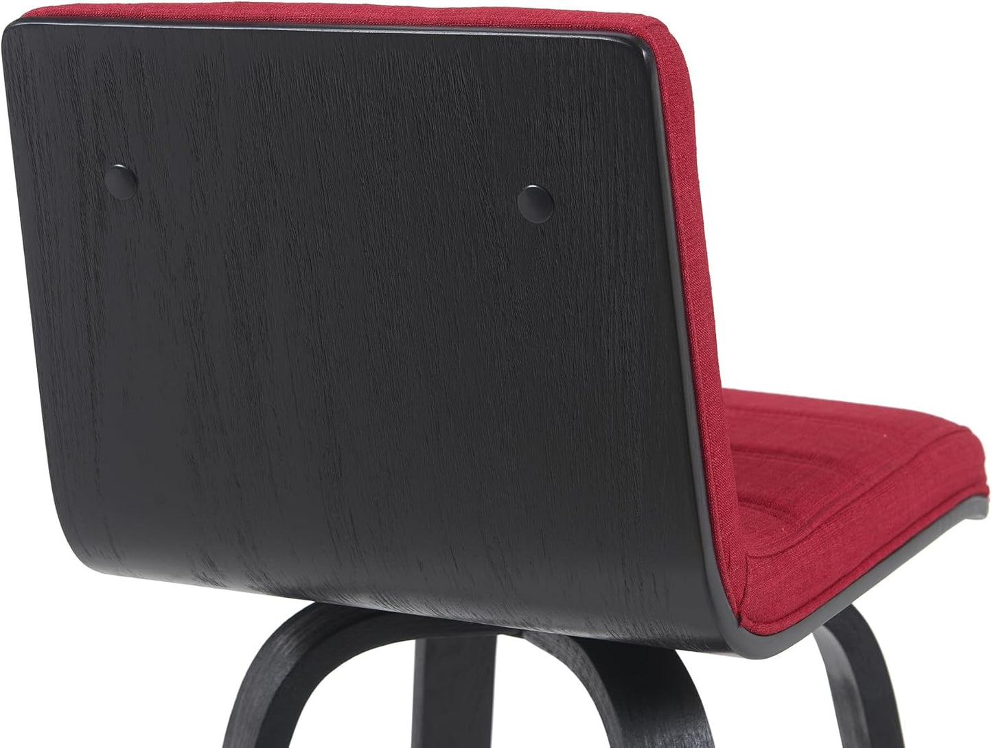Armen Living Vienna Modern Swivel 30" Bar Height Barstool with Red Fabric Upholstered Seat and Black Wood Finish