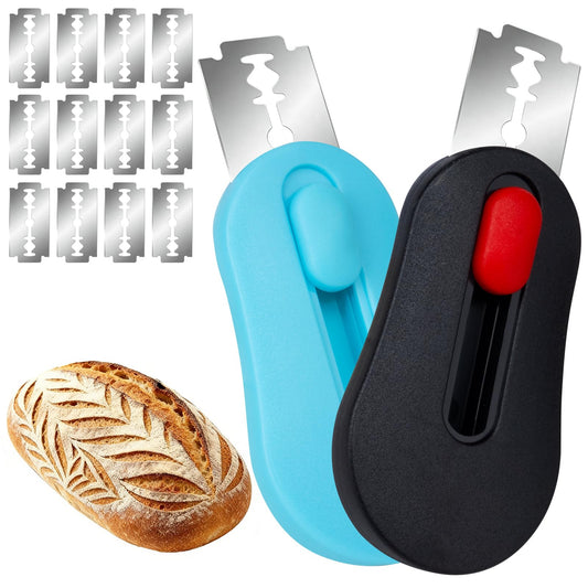 2 Pcs Bread Lame Sourdough Scoring Tool, Magnetic Bread Scoring Tool for Bread Baking, Bread Razor for Homemade Bread, Sourdough Bread Scorer Tool, Includes 12 Razor Blades