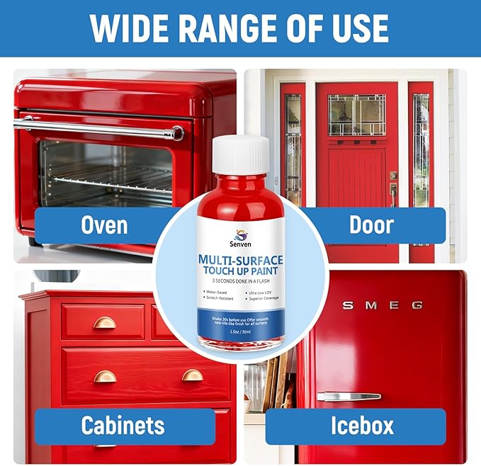 Red Paint Multi Surface Apple Red Touch Up Paint Repair for Wall,Door,Cabinets,Wood,Furniture, Appliance,Tile,Porcelain,Touch Up Paint Pen for Refrigerators,Washers,Dishwashers,Microwave,Oven
