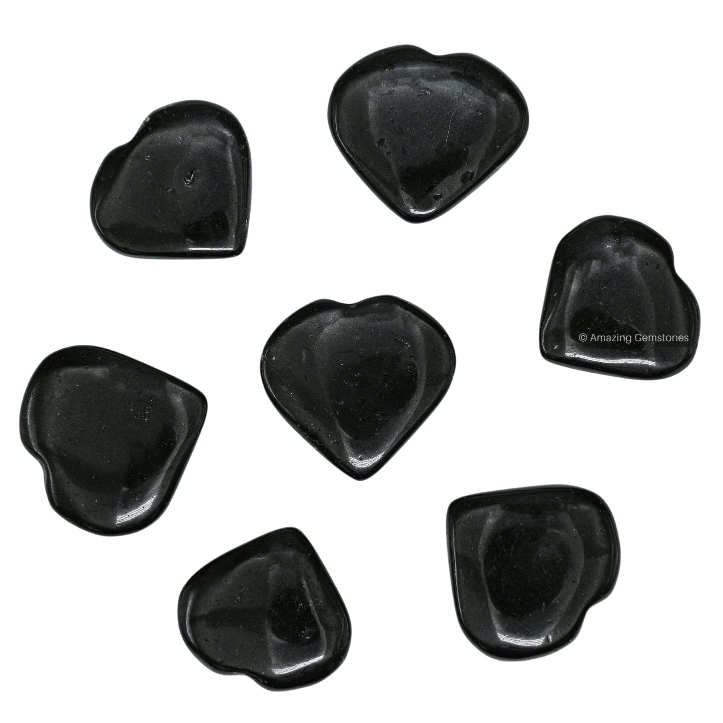 Amazing Gemstone Black Tourmaline Stone Heart - Pack of 2 Crystal Heart Stones Rocks - Corazones De Piedra Crystals and Healing Stones Heart Shaped Crystal - Stocking Stuffers Gifts