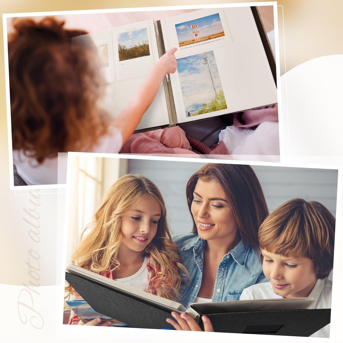 Jetec 5 Pcs 11 x 10.6 Inch Large Photo Album Self Adhesive Scrapbook Album 40 Blank Pages DIY Linen Cover Memory Photo Book with Metallic Pen for Pictures Wedding Family Travel (Black)