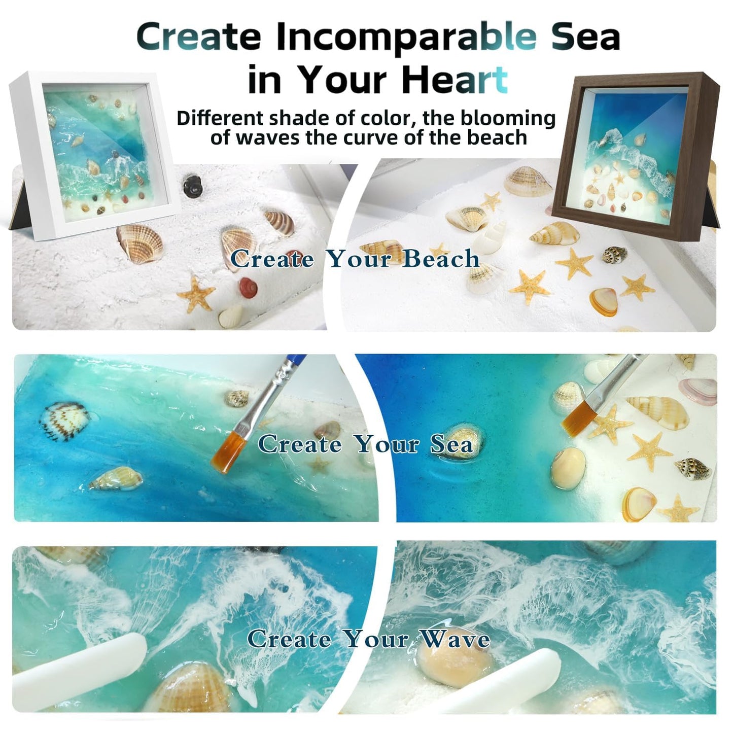 iLAND Crafts for Adults Resin Art Kit DIY Beach Ocean Themed Crafting Adult Girls Night Craft Making Set Date Night Painting Kit for Couples Unique Christmas Gifts for Crafty Women Teen Girls Romantic