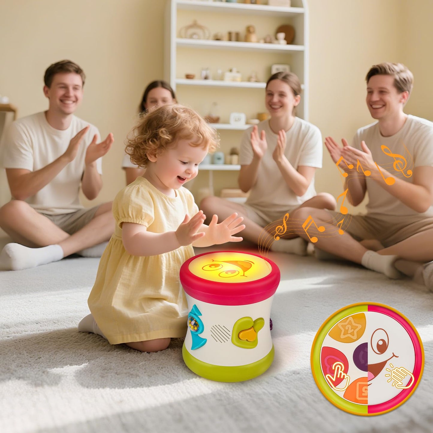5 in 1 Baby Toy 0-6 Months Musical Early Learning Toy Drum for 1 Year Old with Light Toddler Sensory Toy for 1 2 Year Old Boy Girl Gifts