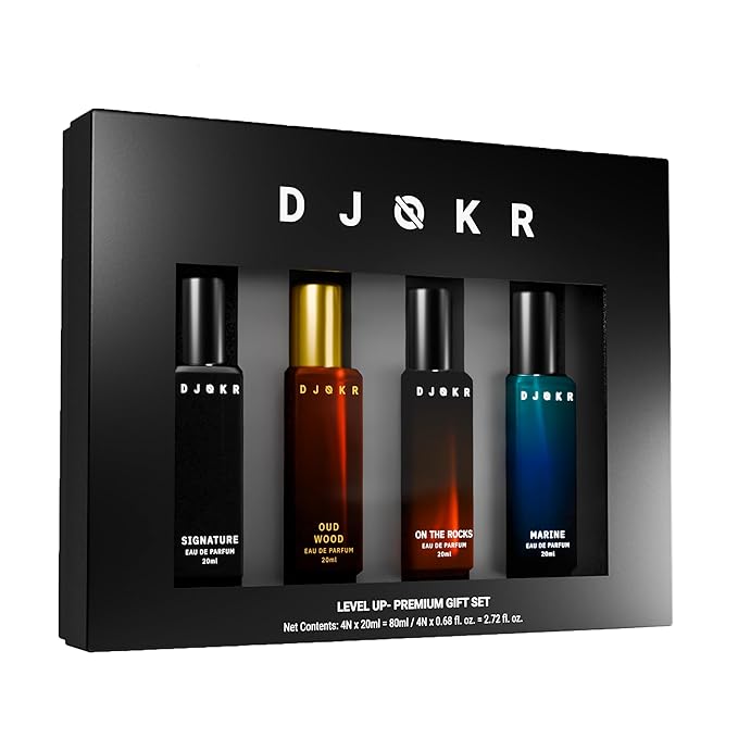 Perfume For Men Gift Set Pack of 4x20 ML | Eau De Parfum | Premium Luxury Long Lasting Fragrance Spray | Signature, Wicked, Oud Wood, Marine (4x20 ml)