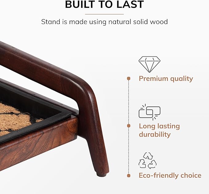 Anji Mountain Heavy Duty Waterproof Wooden Shoe Storage Mat Organizer/Boot Storage Tray Multi Use for Entryway with Coir, Tan and Black Trellis Insert, 1 Tier, Fits 3 Pair (36.5" Wide)
