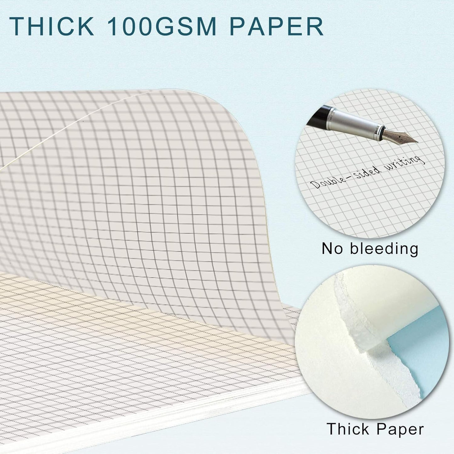 Toplive [3 Pack] A5 Refill Paper - 100GSM Thick 6 Hole Filler Inserts, 135 Sheets (270 Pages) for 6 Ring Binder Journal Notebook, Squared