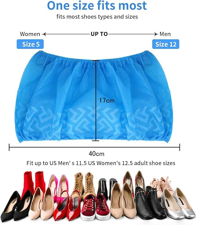 Shoe Covers Disposable 50 Pack (25 Pairs) - Durable, Non-Slip, Water Resistant, and Recyclable Boot Covers for Indoor and Outdoor Use - One Size Fits Most (Non-woven-Blue)
