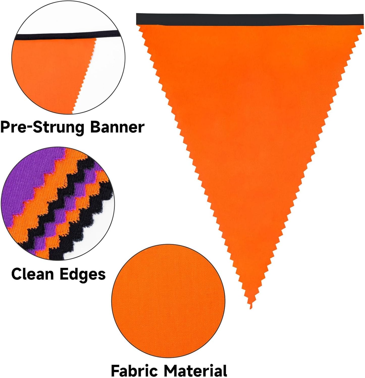 jijAcraft Orange Black Purple Halloween Pennant Banner - 39Ft Halloween Party Decoration Fabric Triangle Bunting Garland for Hallows Eve Fireplace Wall Wedding Birthday Indoor Outdoor Decoration