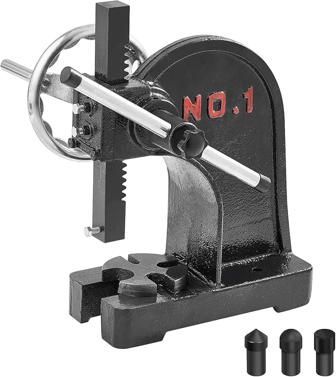 VEVOR Arbor Press, 1 Ton Manual Arbor Press with Handwheel, 5.9" Maximum Height, Cast Iron Heavy-duty Manual Desktop Arbor Press, Precision Hand Press for Stamping, Bending, Stretching, Forming