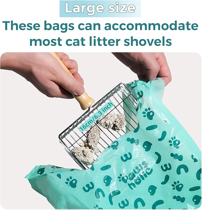 Cat Litter Disposal Bags and Dog Poop Bags with Handle, 360 Counts, Lavender Scented,Corn Starch Based Extra Thick and Guaranteed Leak Proof Poop bags for Kitty and Doggy