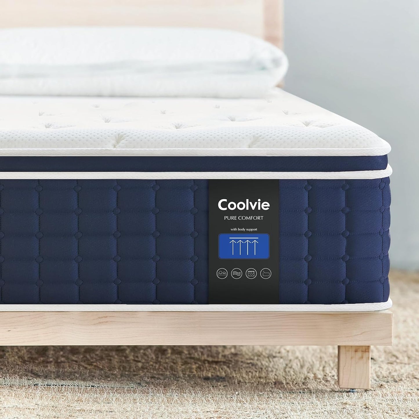 Coolvie Twin XL Mattress 14 Inch, Gel Memory Foam Bed in a Box, Adaptive Support Breathable Hybrid Mattresses with CertiPUR-US Certified, Double Coesoling Individually Coil & Medium Plush Support