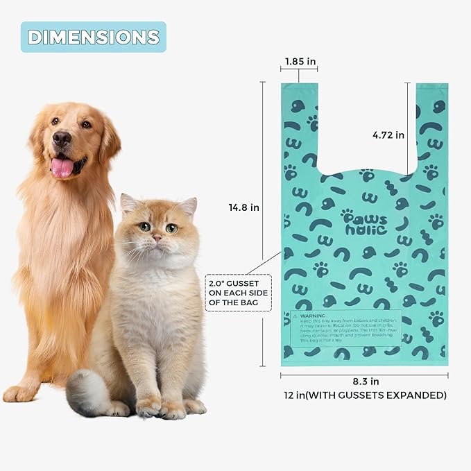 Cat Litter Disposal Bags and Dog Poop Bags with Handle, 180 Counts, Lavender Scented,Corn Starch Based Extra Thick and Guaranteed Leak Proof Poop bags for Kitty and Doggy