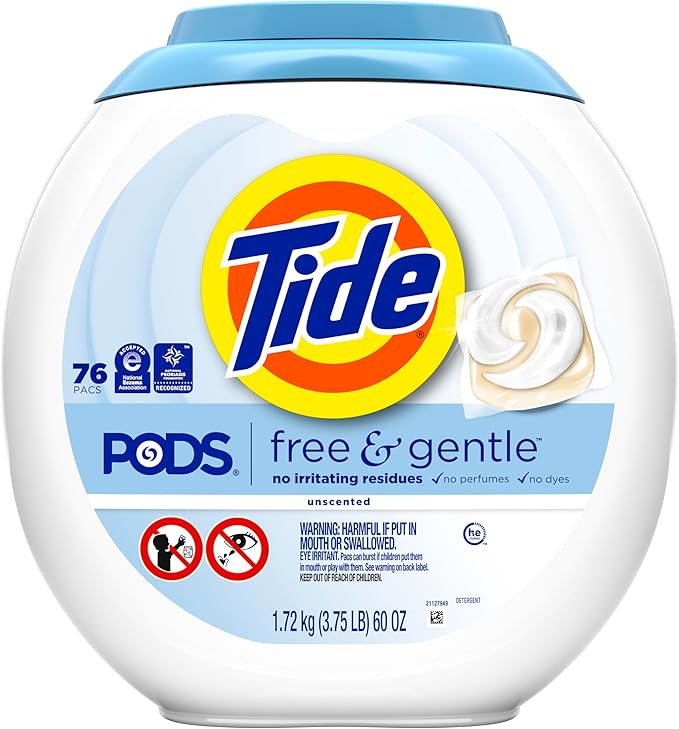 Tide PODS Free & Gentle Laundry Detergent Soap Pacs, 76 Count