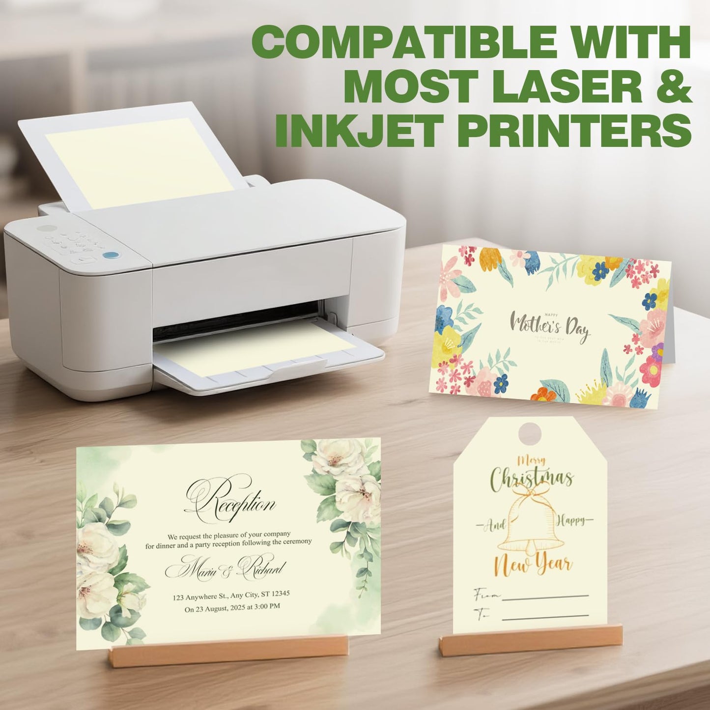 TUXIYA 500 Sheets Cream Cardstock Paper,8.5 x 11 Inch Cardstock Paper,180 GSM/65 LB Card Stock Printer Paper for Art,Invitations,DIY Cards,Watercolor & Craft Projects