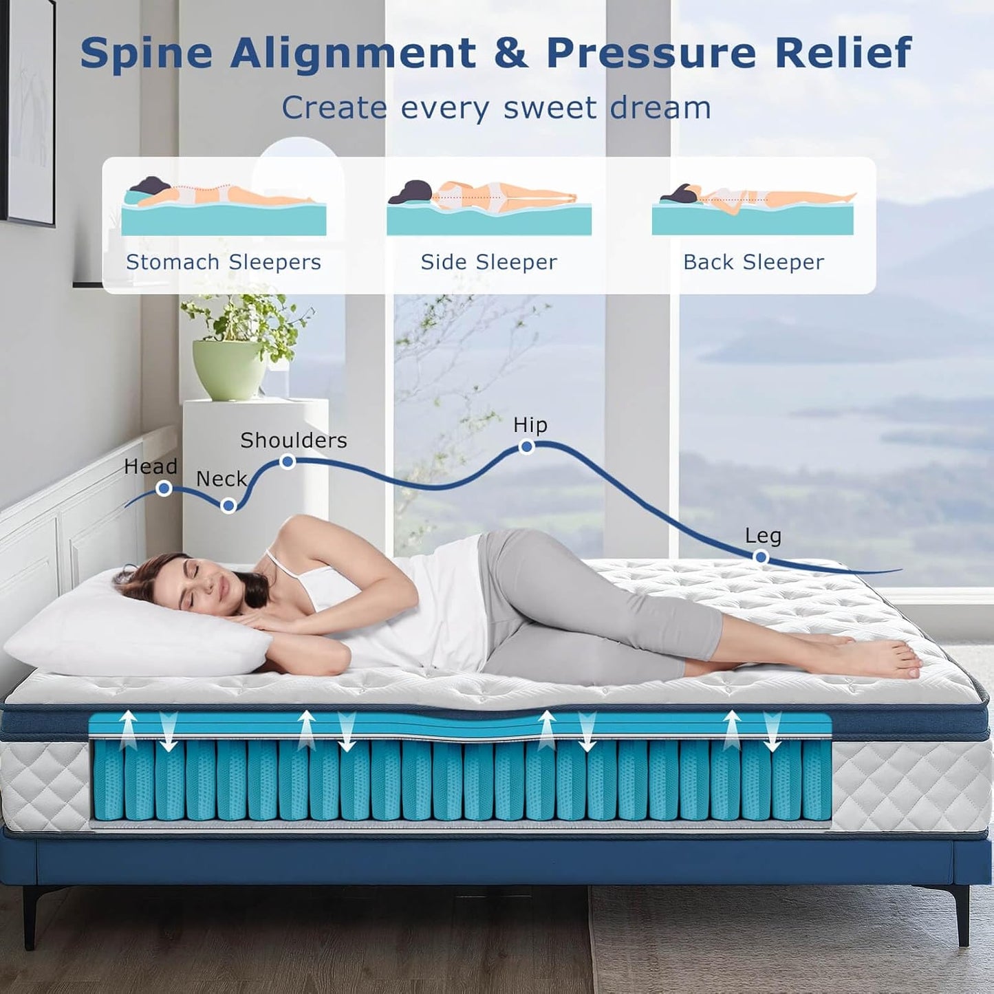 Full Size Mattress, 10 Inch Medium Firm Hybrid Full Bed Mattress, Memory Foam Mattresses in a Box for Pressure Relief, Individual Pocket Spring-Motion Isolation with Edge Support, CertiPUR-US