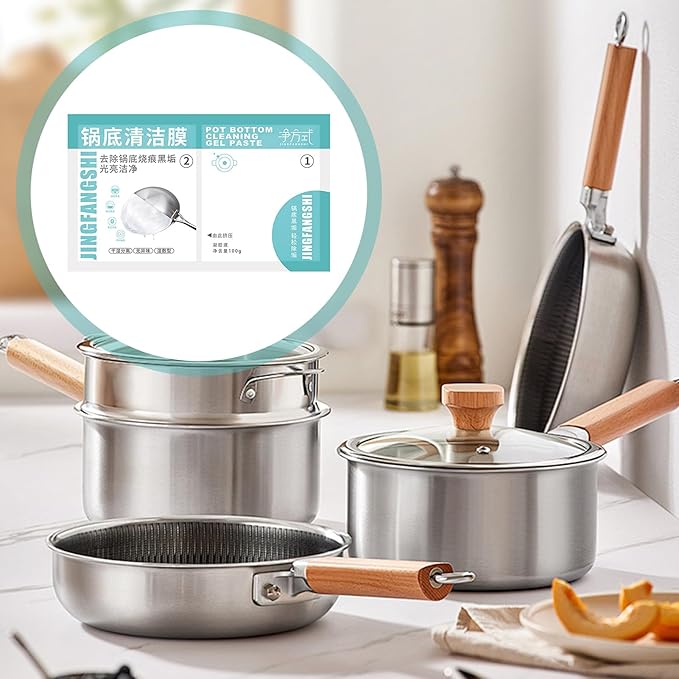 Stainless Steel Pan Cleaner, Degreaser cl-ea-ner, Stainless Steel Cookware Cle-, Rust Stain Remover Pot Cleaning Stickers,Black Streak Remover, Oven Cleaner For Home, Kitchen