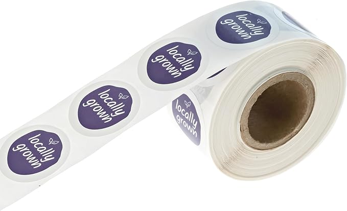 Purple Locally Grown Stickers / 500 Grown Local Small Business Labels/Small 1" Round Modern Fresh Farmers Market Community Garden Food Label/Made in The USA