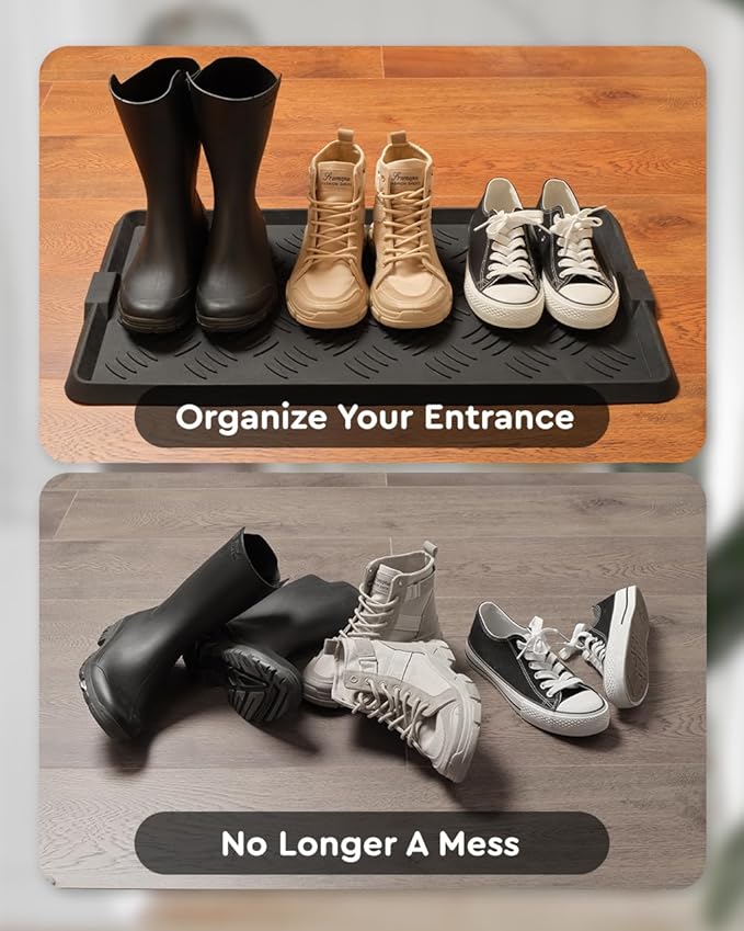 tchdio Extra Large Boot Tray Rubber Boot Tray, Non Slip Shoe Tray for Entryway, Multipurpose Boot Mat Tray, Durable Entryway Mud Mat Tray for Front Door Mat, 16x47.5 Inches