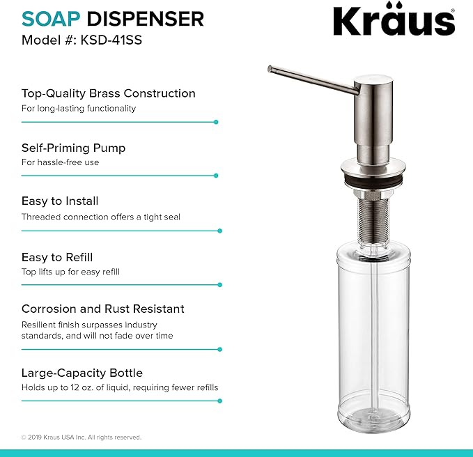 KRAUS Kitchen Soap and Lotion Dispenser in Stainless Steel, KSD-41SS