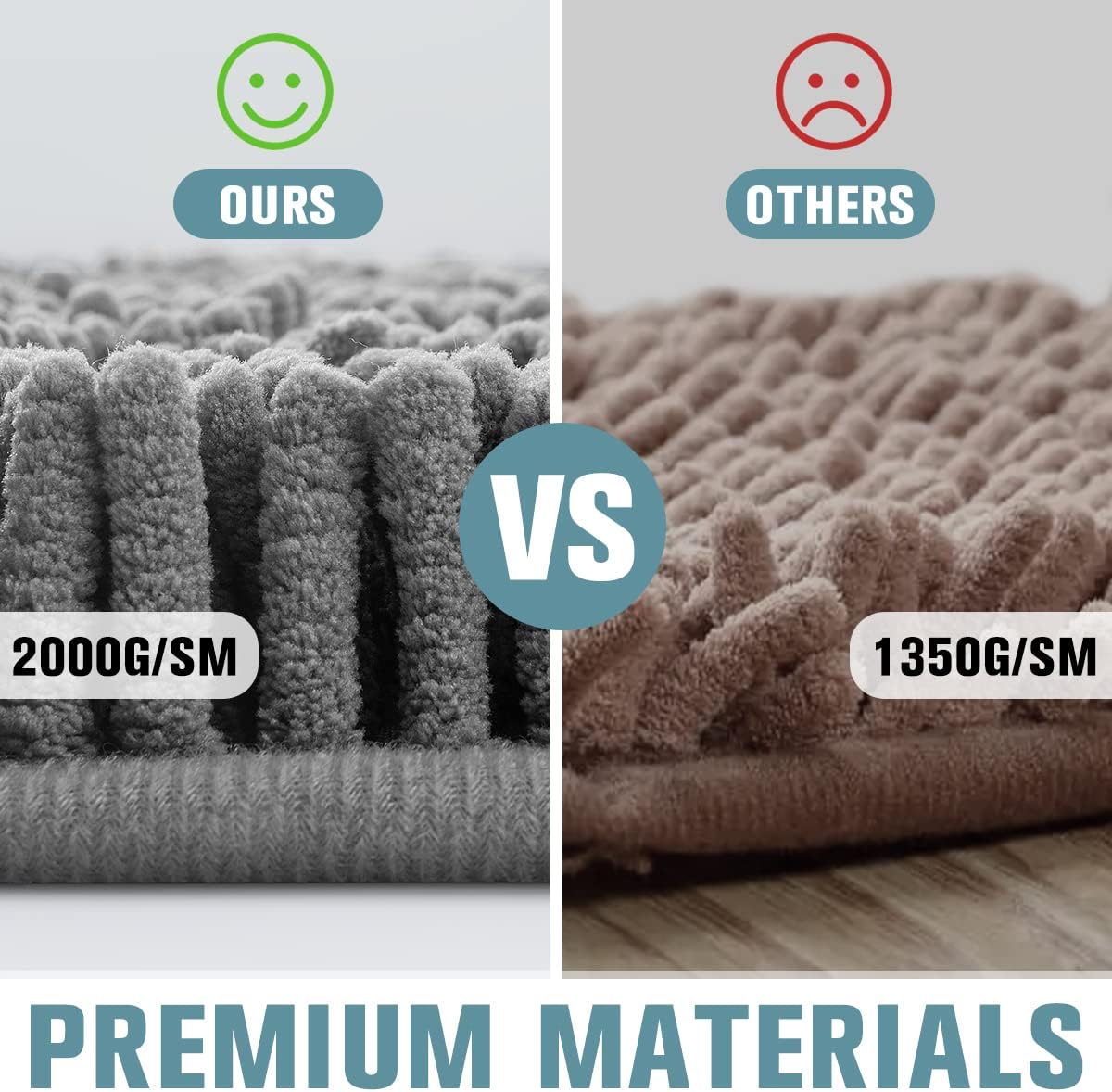 SONORO KATE Bathroom Rug,Non-Slip Bath Mat,Soft Cozy Shaggy Thick Bath Rugs for Bathroom,Plush Rugs for Bathtubs,Water Absorbent Rain Showers and Under The Sink (Dark Grey, 36" x 24" Plus 17" x 24")