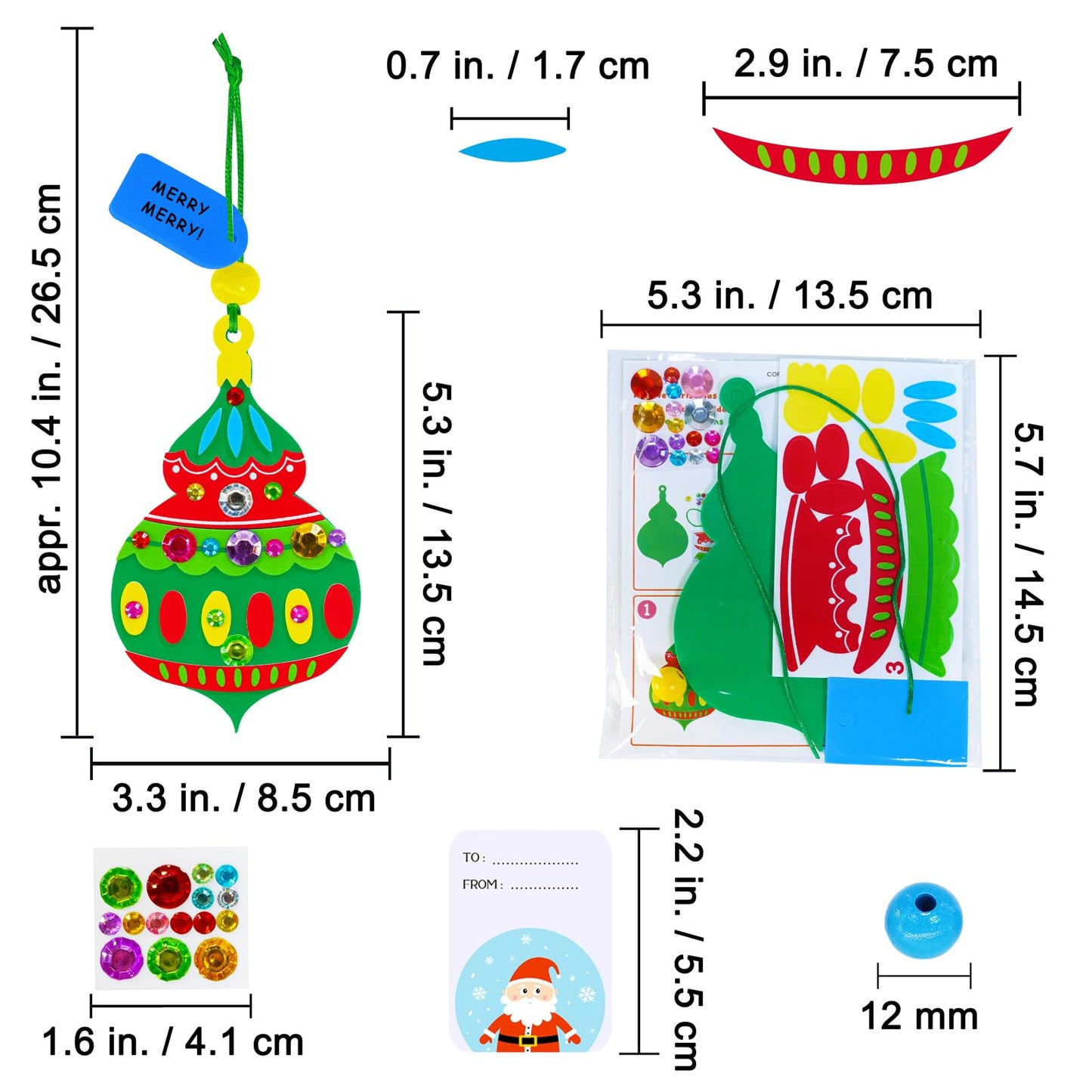Winlyn 24 Sets 12 Designs Christmas Craft Kits Winter Crafts DIY Holiday Bauble Ornaments Tree Decorations Sets Festive Foam Stickers Arts and Crafts for Kids Party Favors Home Classroom Activities