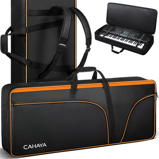 Cahaya 61 Key Keyboard Case Electric Keyboard Piano Gig Bag Portable 600D Oxford Cloth 12Mm/0.5Inch Thick Padded Case With Side