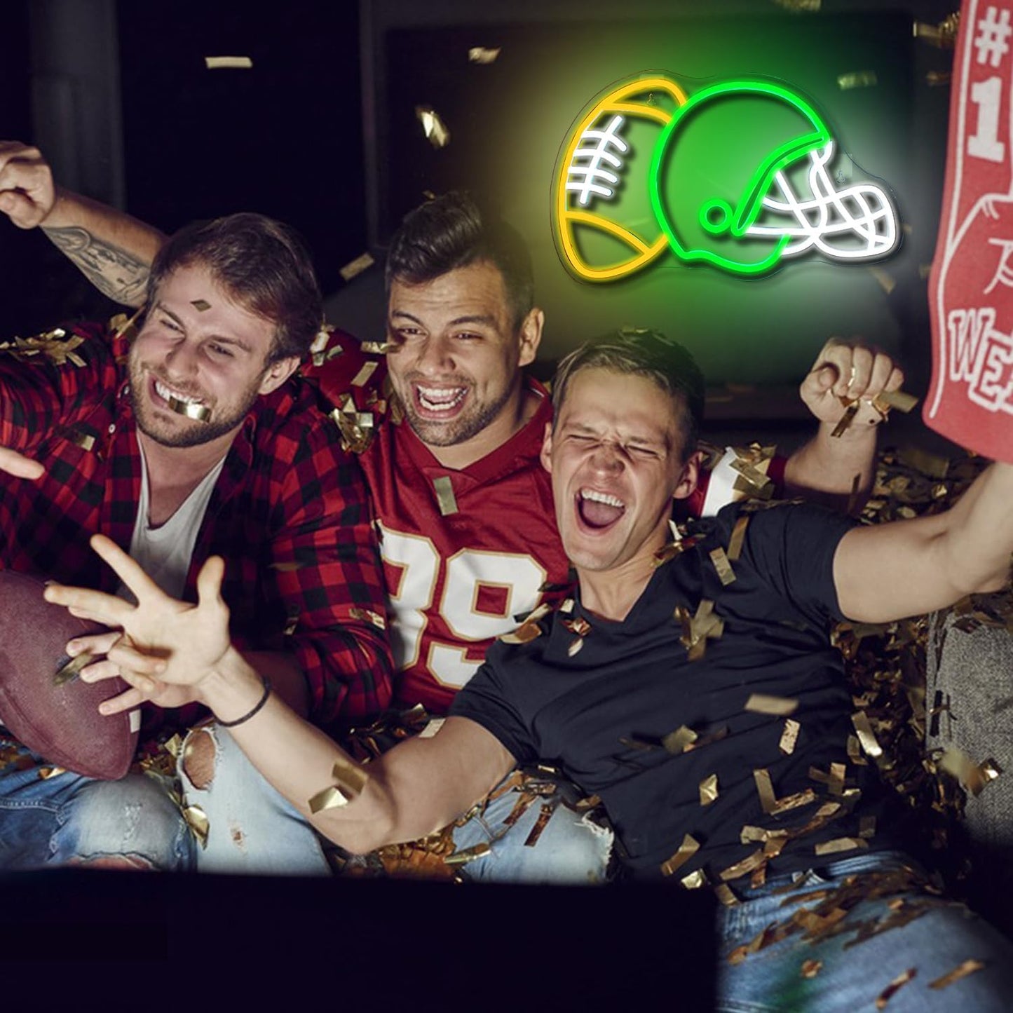 WLHOPE Football Neon Sign Helmet Neon Signs, Helmet Led Signs, Neon Signs for Wall, Football Neon Light up Signs for Boys Bedroom Game Room Rugby Sports Party Office College