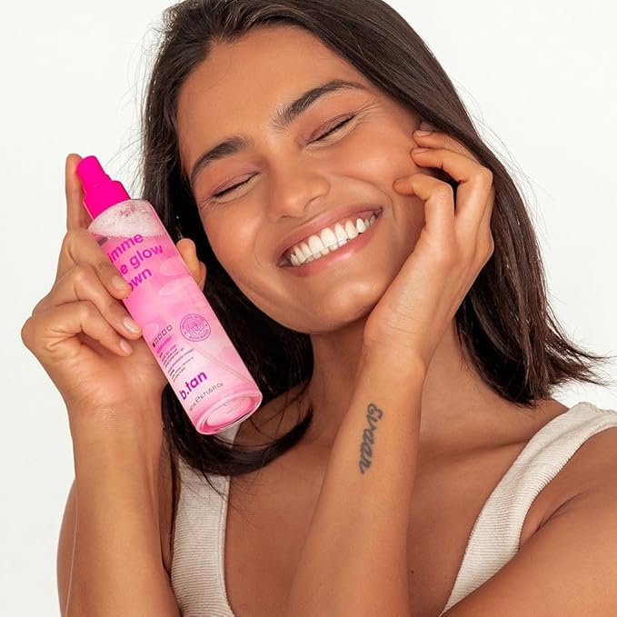 b.tan Clear Face Tan Mist Bundle | Gimme The Glow Down - Facial Tanner Spray, Gradual Bronzing Sunless Tanning Water, Infused with Rosewater, No Fake Tan Smell, 6.7 Fl Oz, Pack of 2